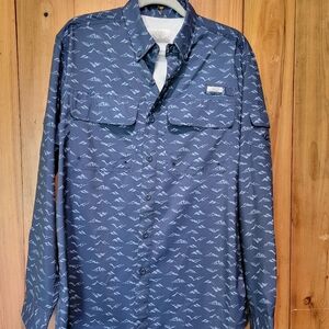 Ocean Coast Navy Patterned Long Sleeve Shirt
